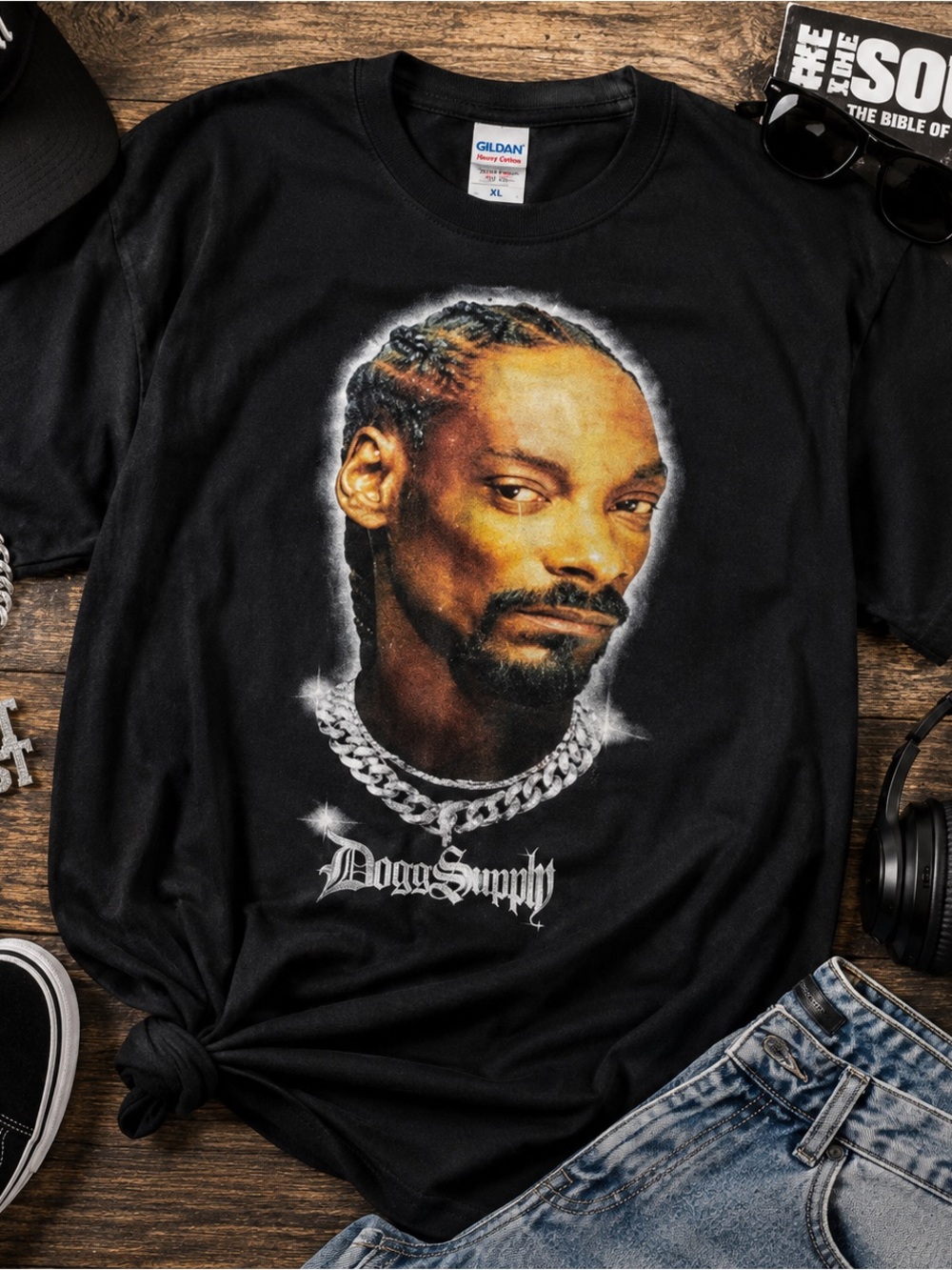 Snoop Dogg Graphic Tee Black XL Hip Hop Rap Streetwear Shirt